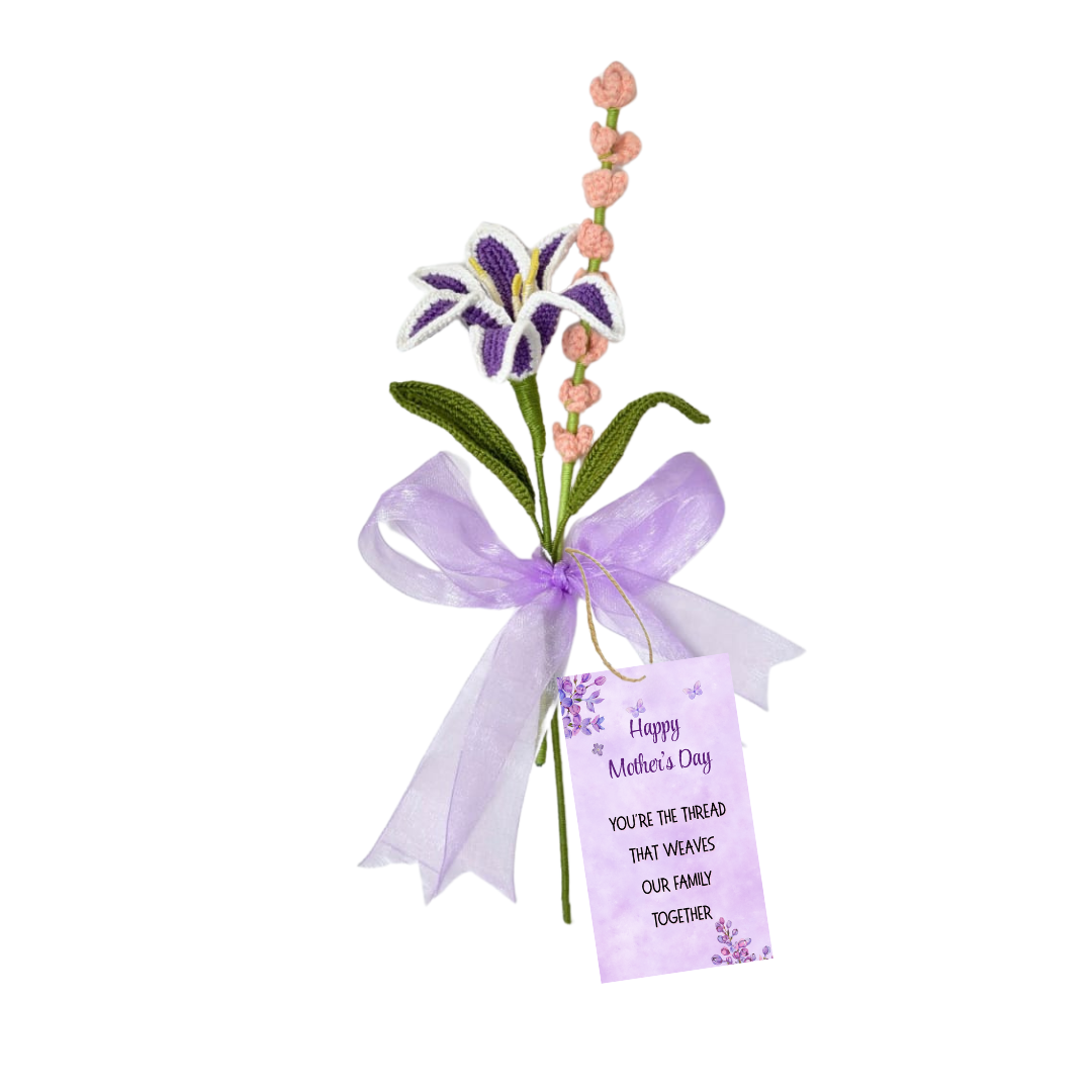 Crochet Purple Lily Bouquet | Handmade Mother’s Day Floral Gift