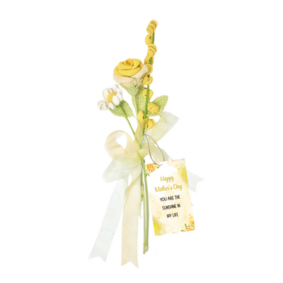 Sunny Crochet Flower Bouquet | Yellow Roses & Daisies for Mom