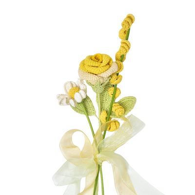 Sunny Crochet Flower Bouquet | Yellow Roses & Daisies for Mom