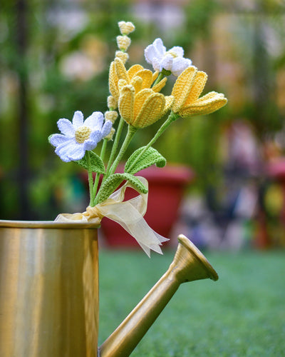 Vibrant Crochet Yellow Tulips & Daisies | Mother’s Day Bouquet