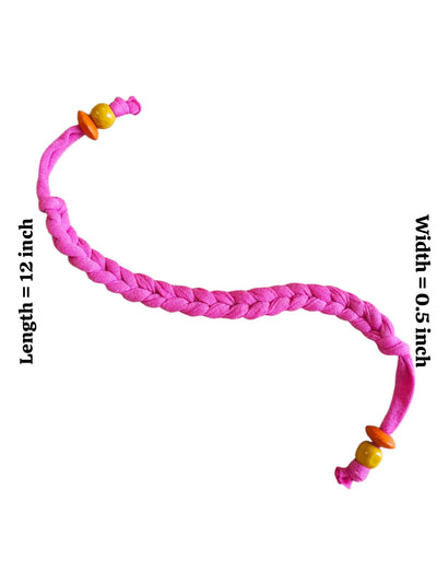 Crochet Pink Braided Bead Bracelet – Handmade Wooden Friendship Jewelry