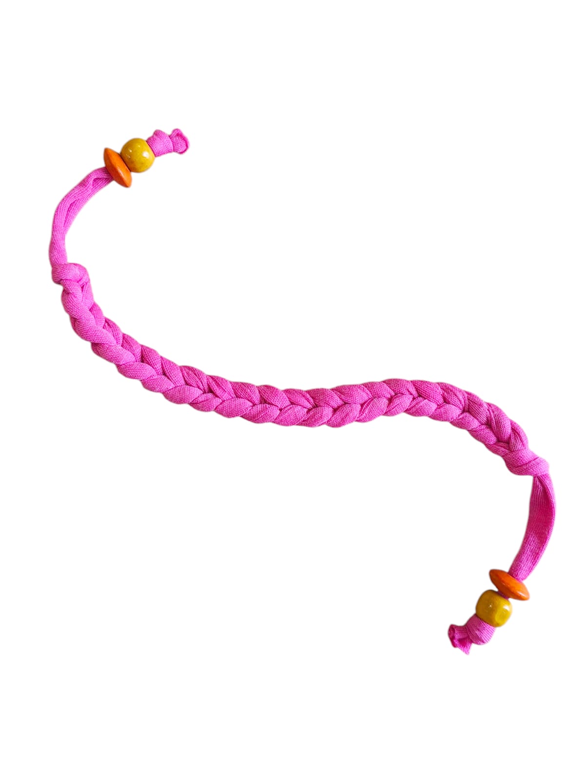 Crochet Pink Braided Bead Bracelet – Handmade Wooden Friendship Jewelry
