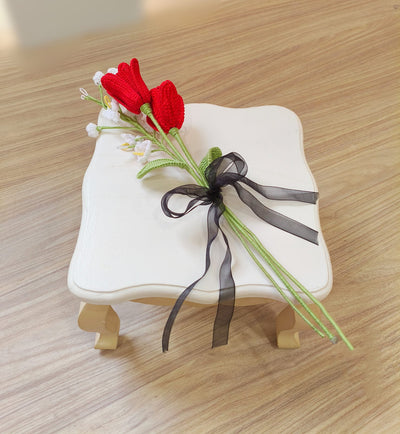 Sisters Day Bouquet – Two Red Tulips & One White Bellflower Arrangement