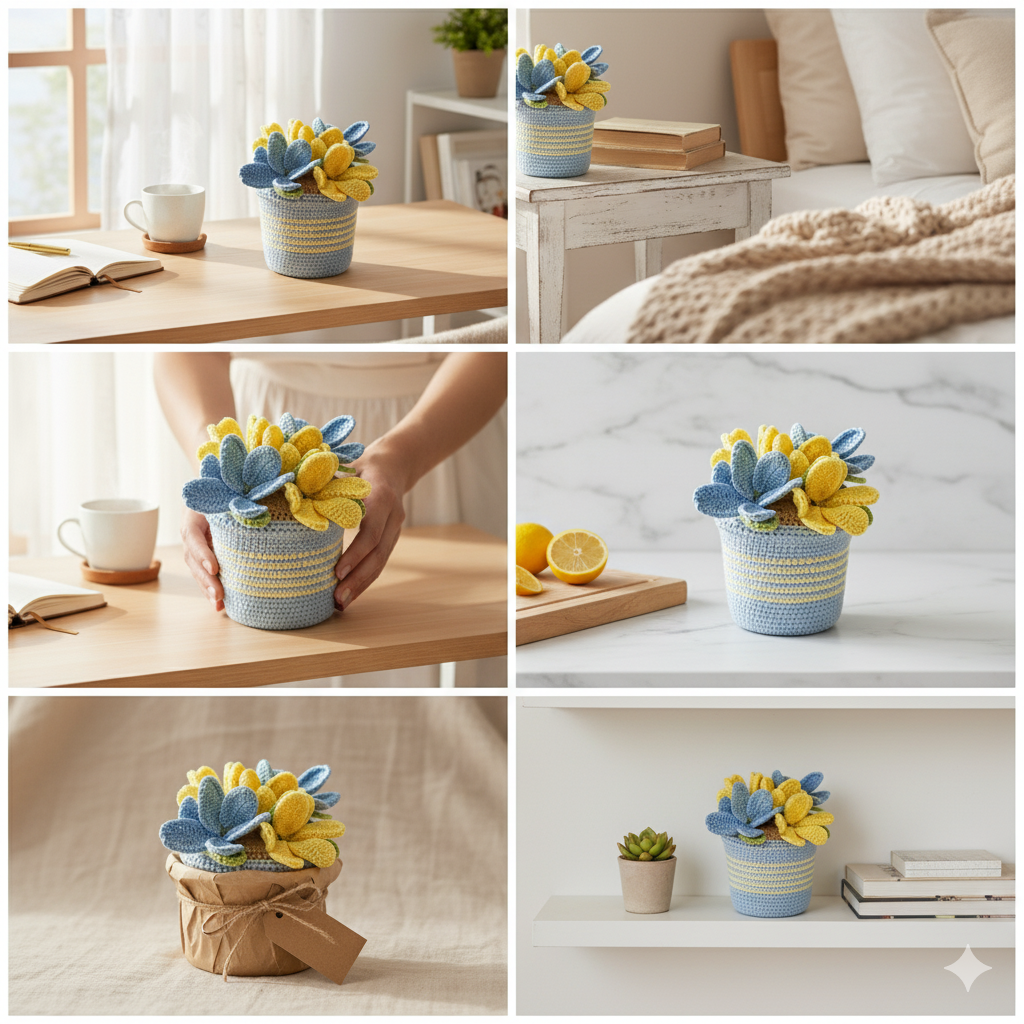 Handmade Crochet Tulip Pot – Timeless Bloom for Home & Gifting