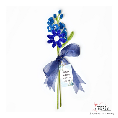 Handmade Blue Daisy Crochet Bouquet