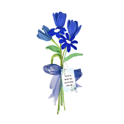 Handmade Blue Tulip & Daisy Flowers