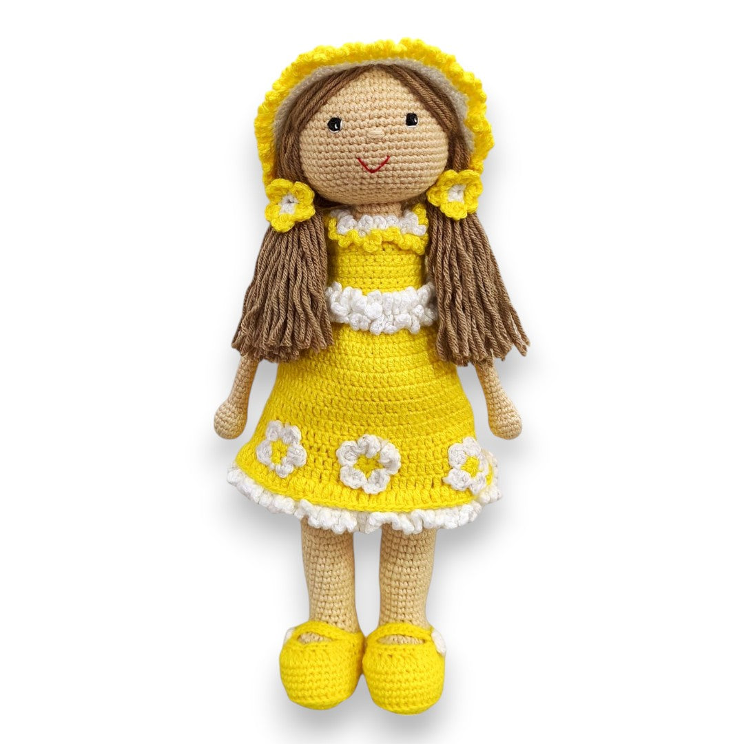 Sunshine Crochet Doll – 100% Handmade 17" Soft Toy for Kids, Child-Safe Cotton Yarn