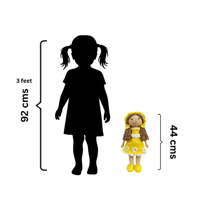 Sunshine Crochet Doll – 100% Handmade 17" Soft Toy for Kids, Child-Safe Cotton Yarn