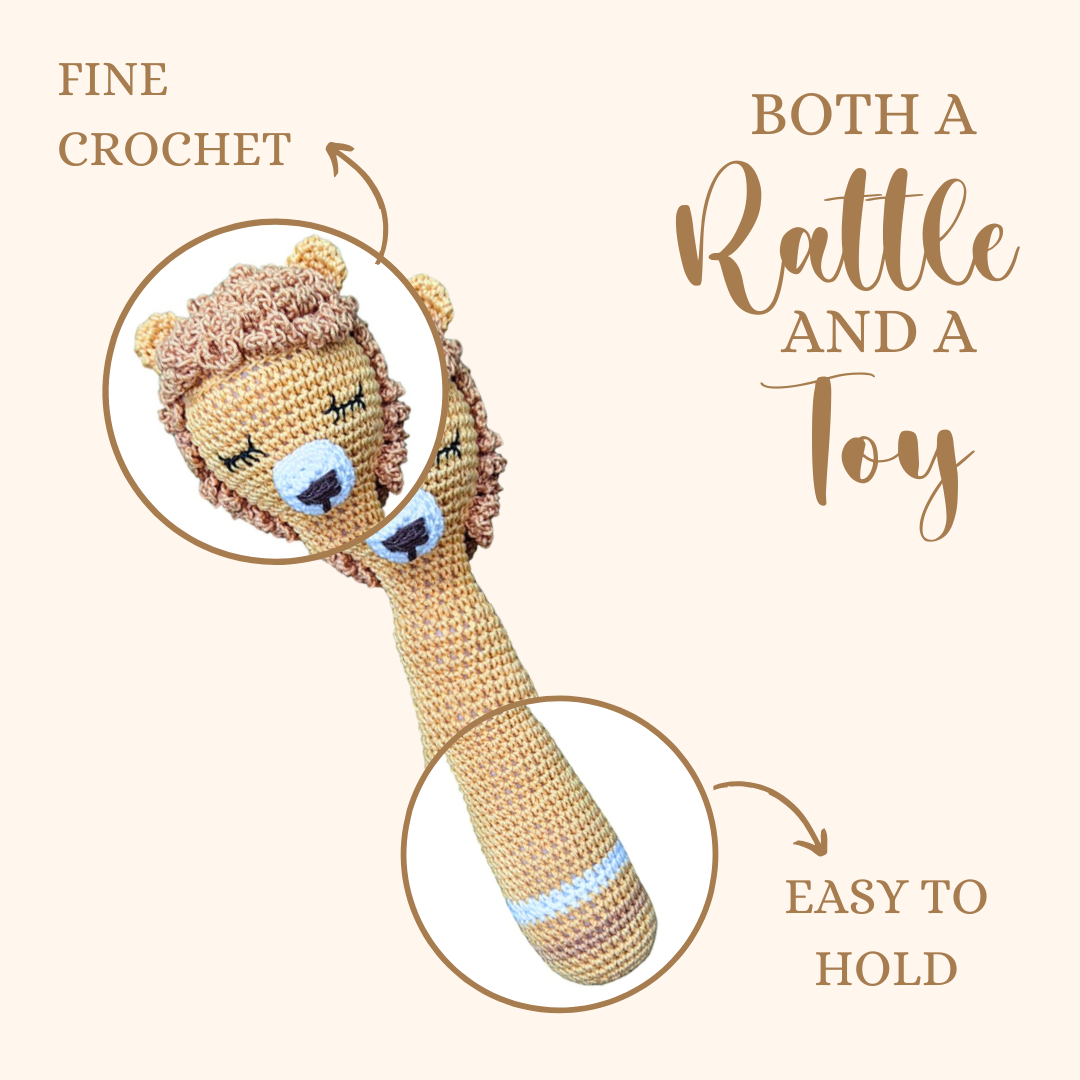 Tiny Roars, Big Smiles! Crochet Lion Hand Rattle for Babies