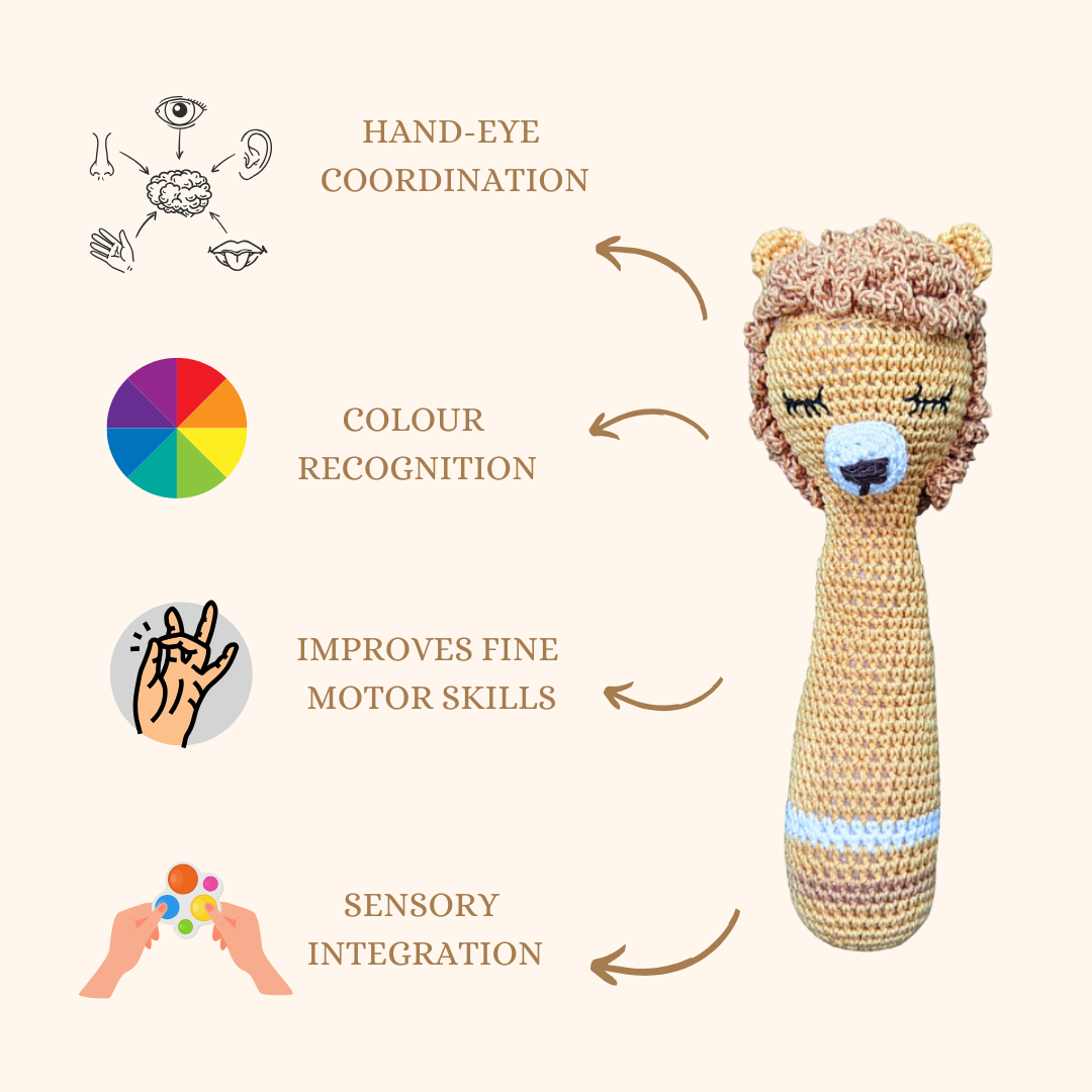 Tiny Roars, Big Smiles! Crochet Lion Hand Rattle for Babies