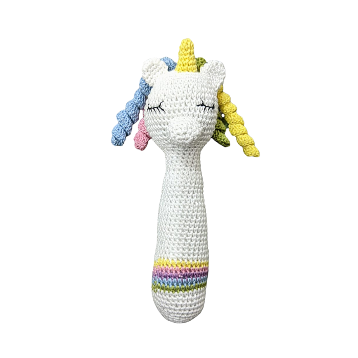 Enchanting Unicorn Hand Rattle - Perfect Crochet Baby Gift