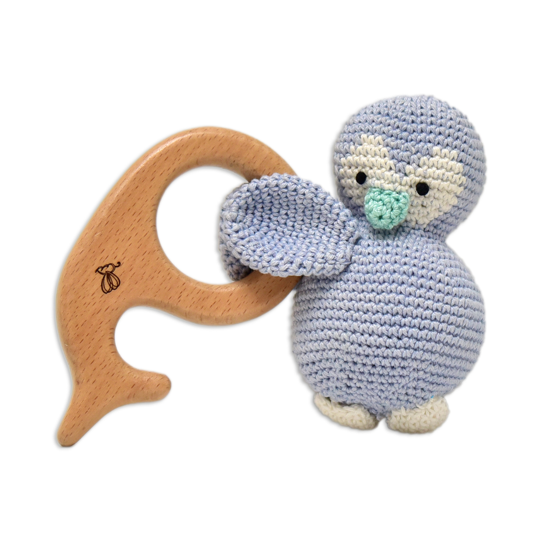 Adorable Penguin Rattle & Teether – Cozy Baby Toy