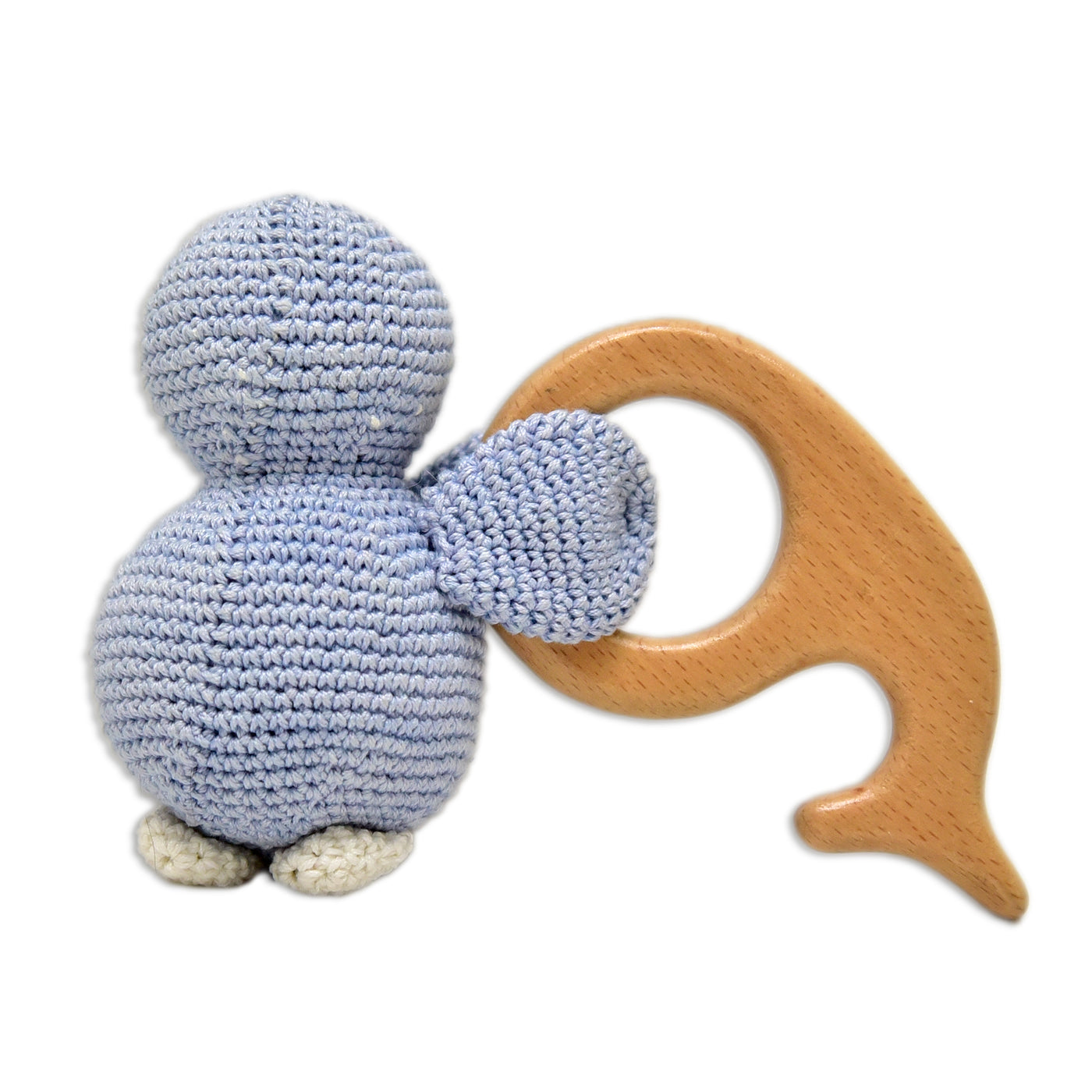 Penguin Rattle & Teether - Handmade Crochet Baby Comforter