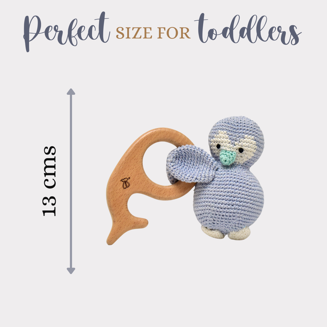 Adorable Penguin Rattle & Teether – Cozy Baby Toy