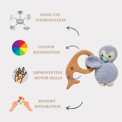 Adorable Penguin Rattle & Teether – Cozy Baby Toy