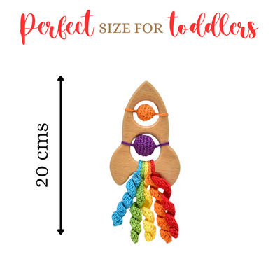 Handmade Rocket Crochet Toy – Rattle & Teether for Babies