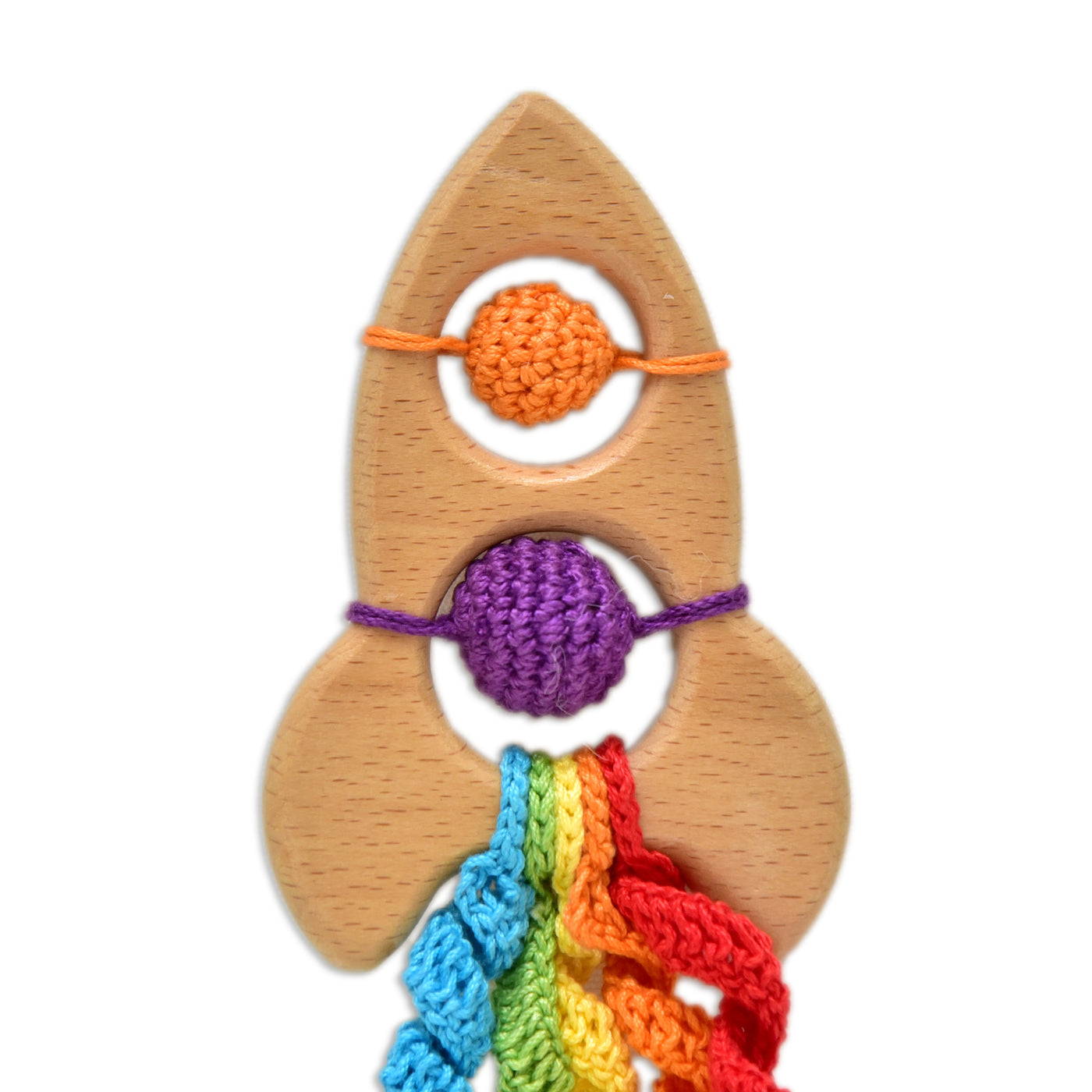 Rocket Rattle & Teether - Fun Handmade Crochet Baby Toy