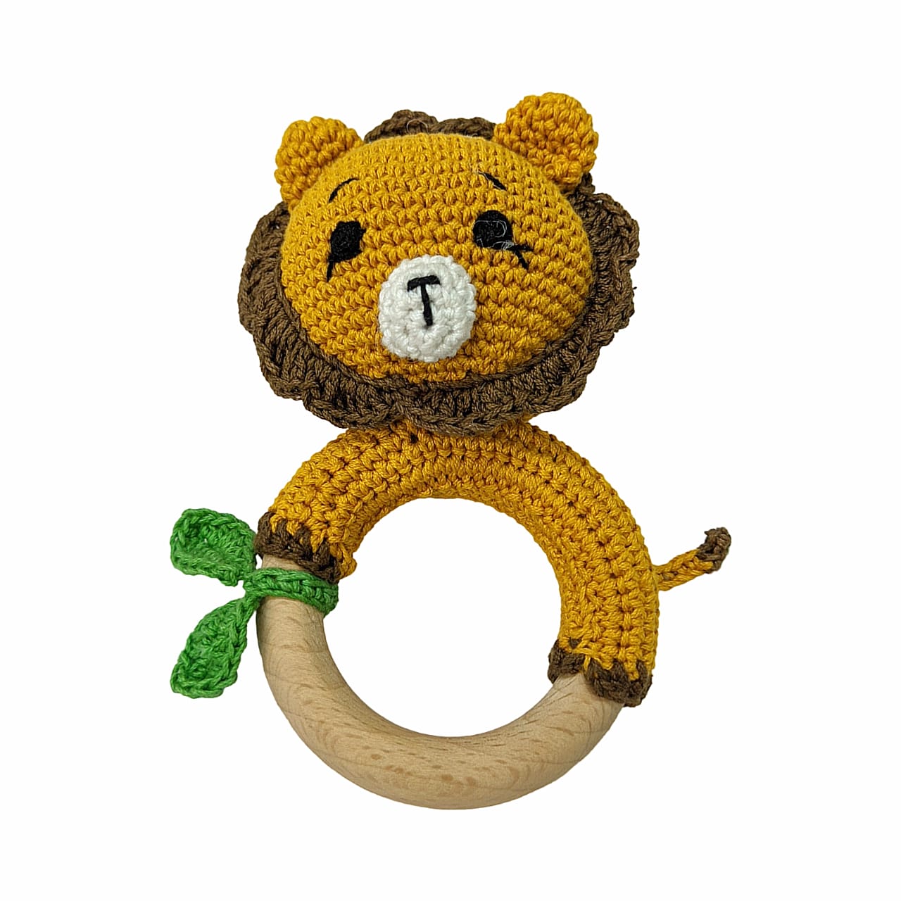 Friendly Lion Rattle - Handmade Crochet Baby Toy