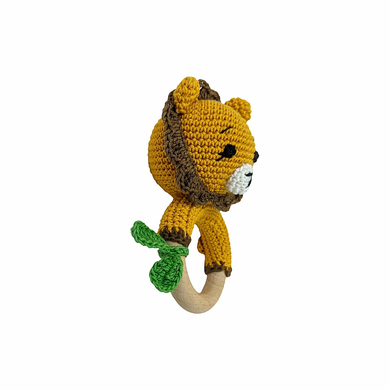 Friendly Lion Rattle - Handmade Crochet Baby Toy