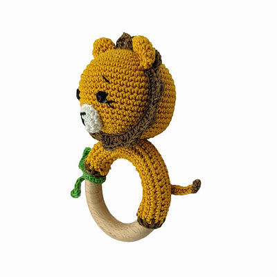 Friendly Lion Rattle - Handmade Crochet Baby Toy