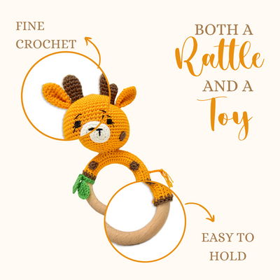 Playful Giraffe Rattle – Handmade Crochet Baby Toy