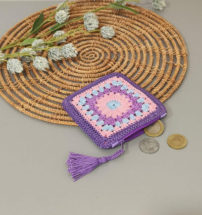 Handmade Multicolor Crochet Coin Pouches with Zipper | Small Wallet for Coins & Essentials