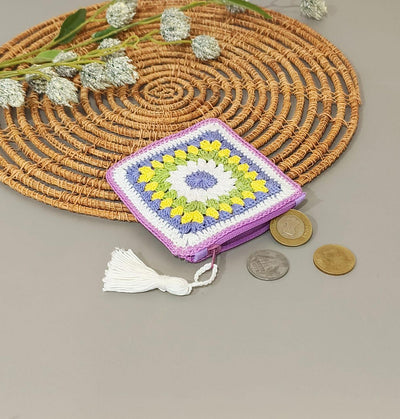Handmade Multicolor Crochet Coin Pouches with Zipper | Small Wallet for Coins & Essentials
