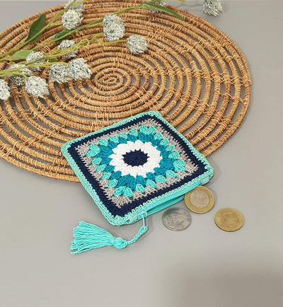 Handmade Multicolor Crochet Coin Pouches with Zipper | Small Wallet for Coins & Essentials