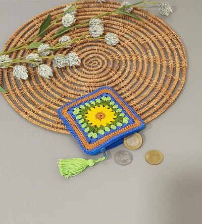 Handmade Multicolor Crochet Coin Pouches with Zipper | Small Wallet for Coins & Essentials