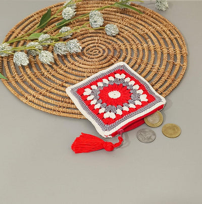 Handmade Multicolor Crochet Coin Pouches with Zipper | Small Wallet for Coins & Essentials