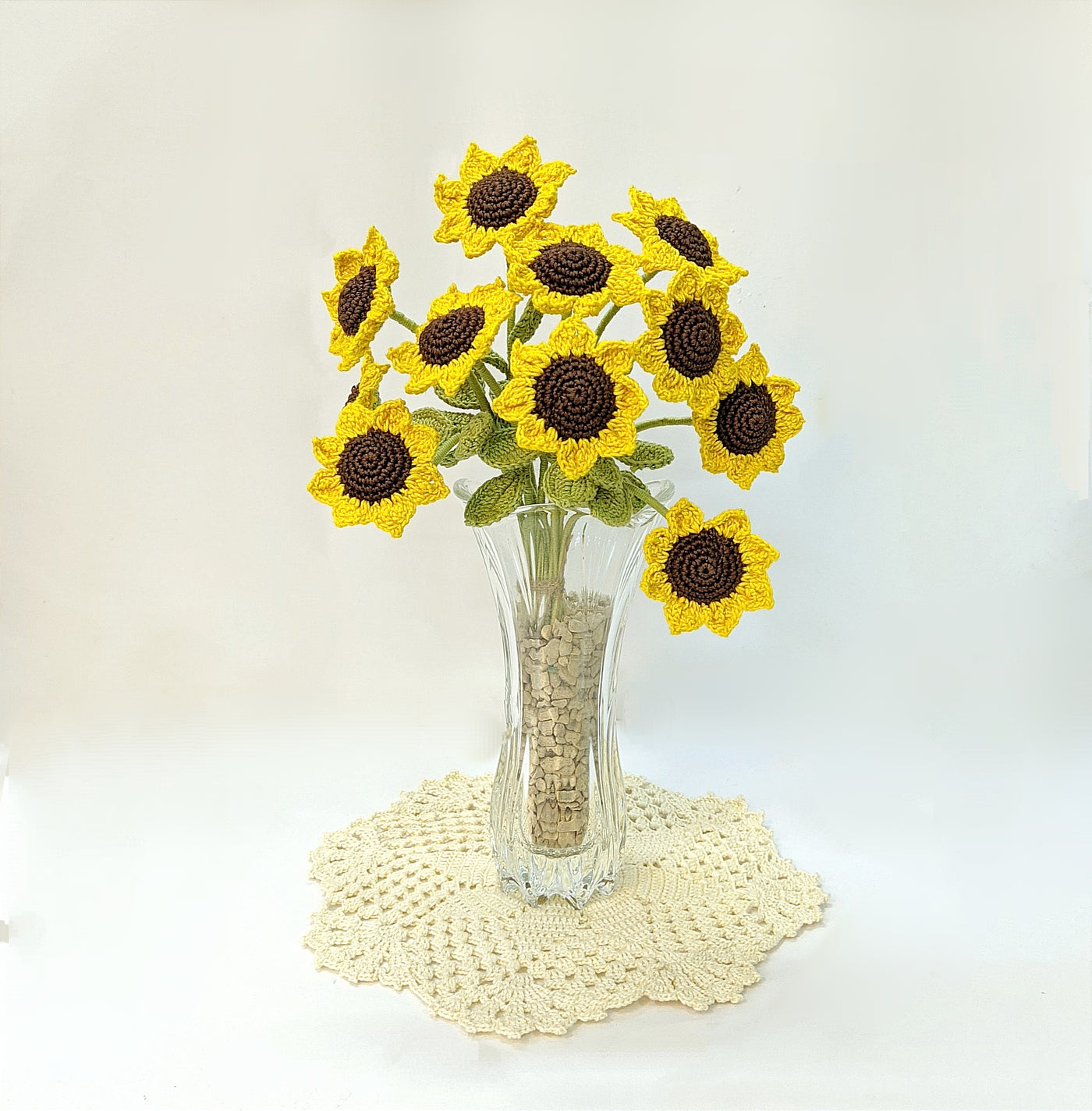 Brighten Your Home with Handmade Crocheted Sunflowers- Single Stem