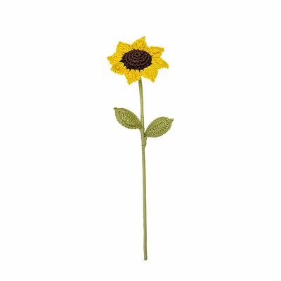 Brighten Your Home with Handmade Crocheted Sunflowers- Single Stem