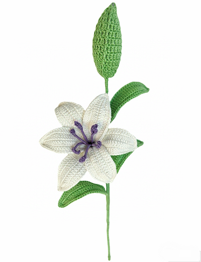 Graceful White Lily with Bud | Handmade Crochet Flower