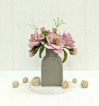 Tropical Pink Crochet Hibiscus | Handmade Floral Art Piece