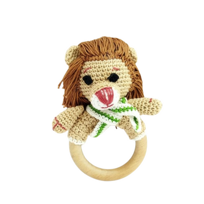 Handmade Crochet Lion Teether - Adorable Baby Toy, Perfect Gift!