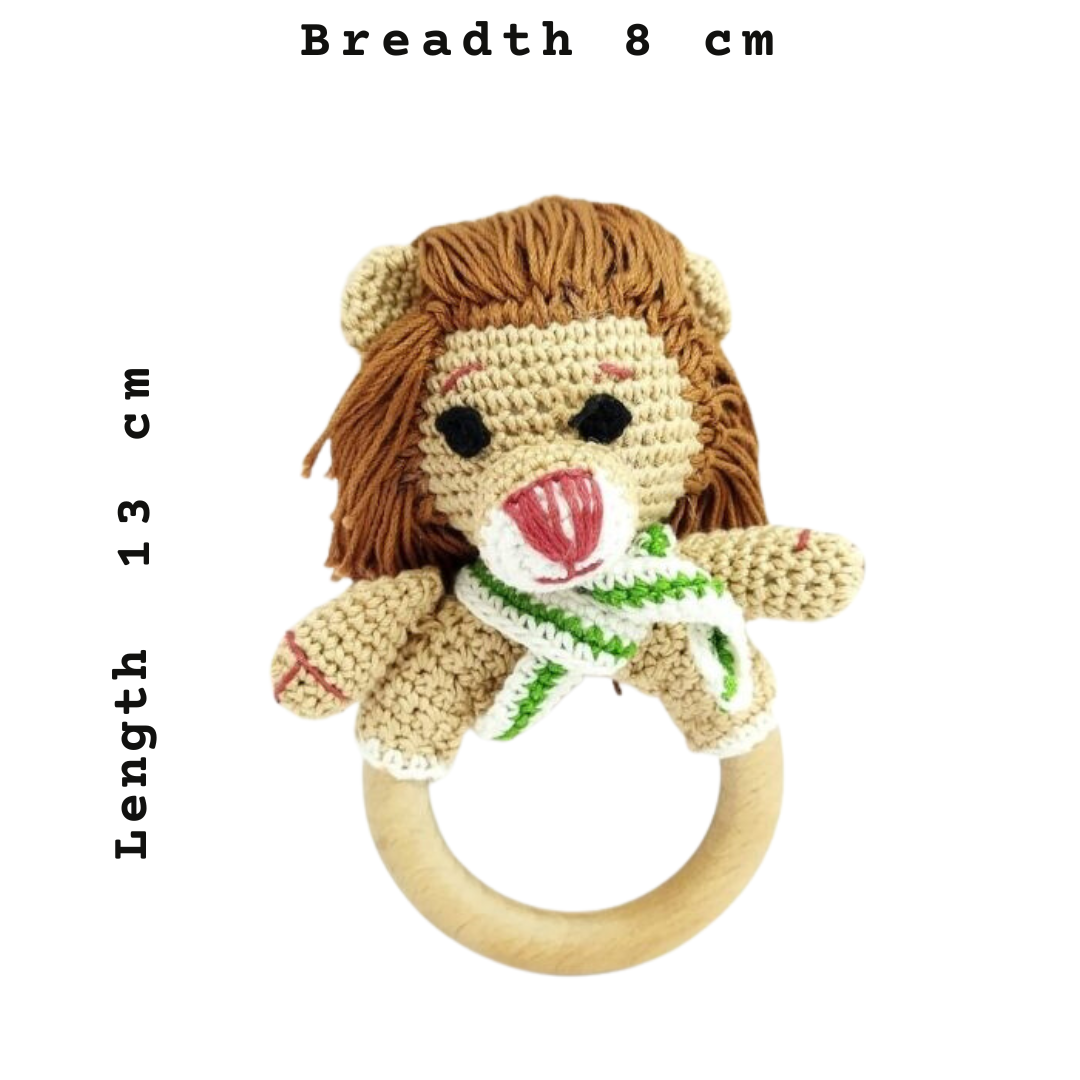 Handmade Crochet Lion Teether - Adorable Baby Toy, Perfect Gift!