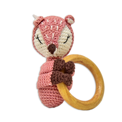 Charming Reindeer Rattle – Handmade Crochet Baby Toy