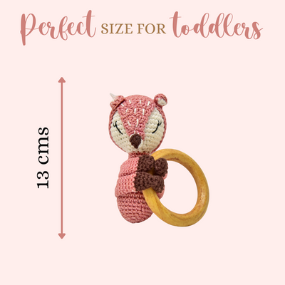 Charming Reindeer Rattle – Handmade Crochet Baby Toy