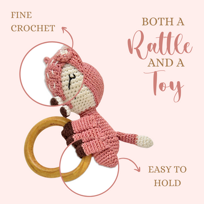 Charming Reindeer Rattle – Handmade Crochet Baby Toy