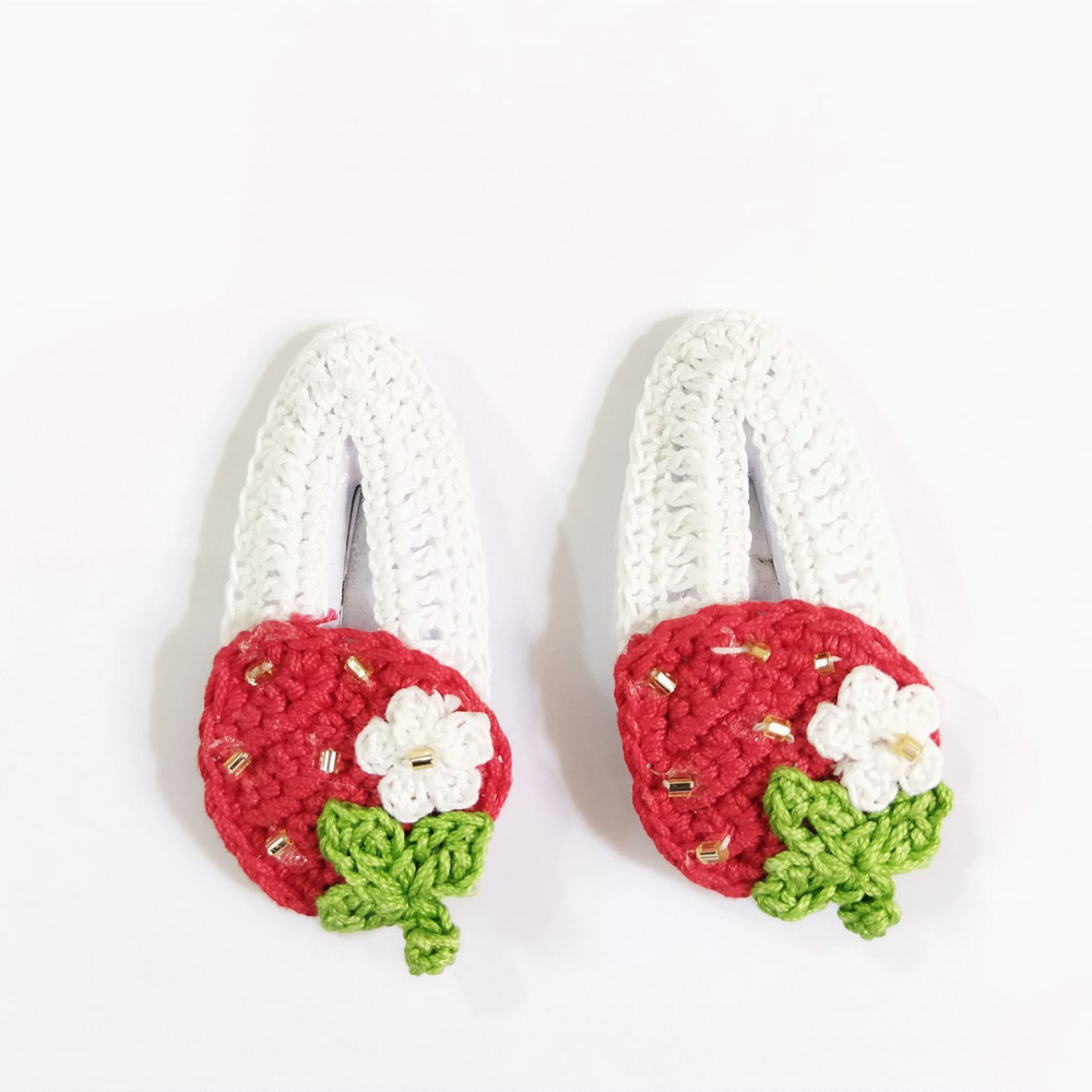 Cute and Trendy Handmade Strawberry Hair Clips for Kids | Unique Crochet Accessories