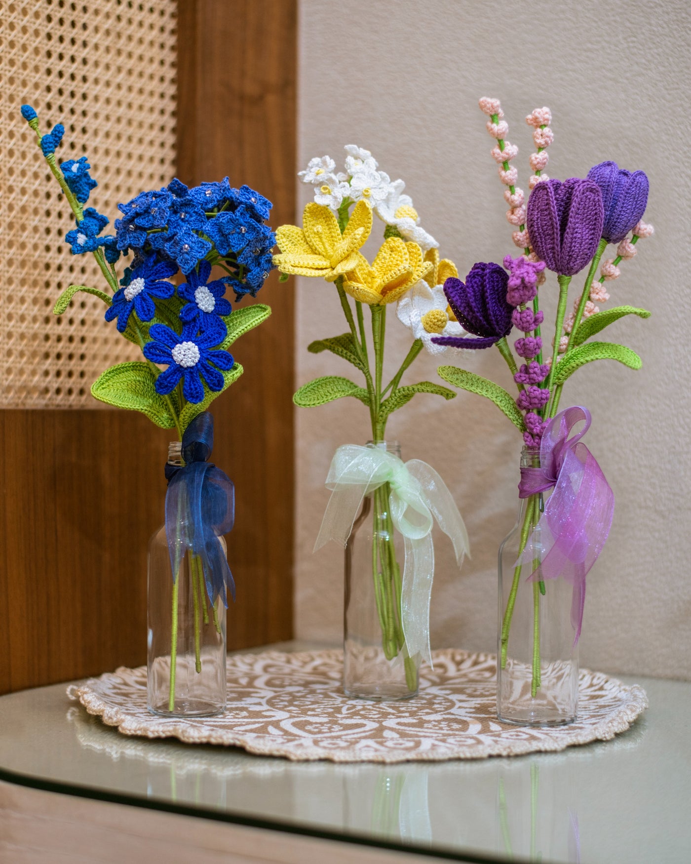 Blue Hydrangea & Daisy Crochet Bouquet | Mother’s Day Handmade Gift