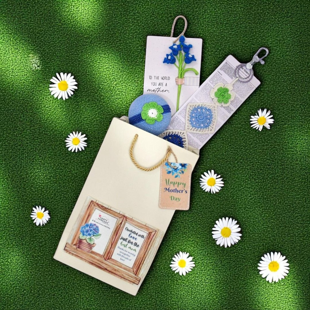 Blue Bloom Bliss – Mother’s Day Crochet Gift Hamper Set