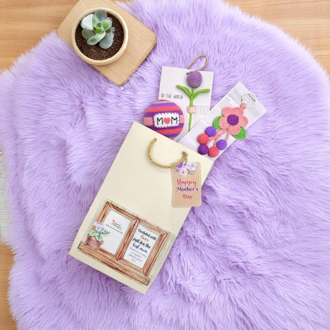 Violet Vibes:Handmade Crochet Mother’s Day Hamper Gift Bag