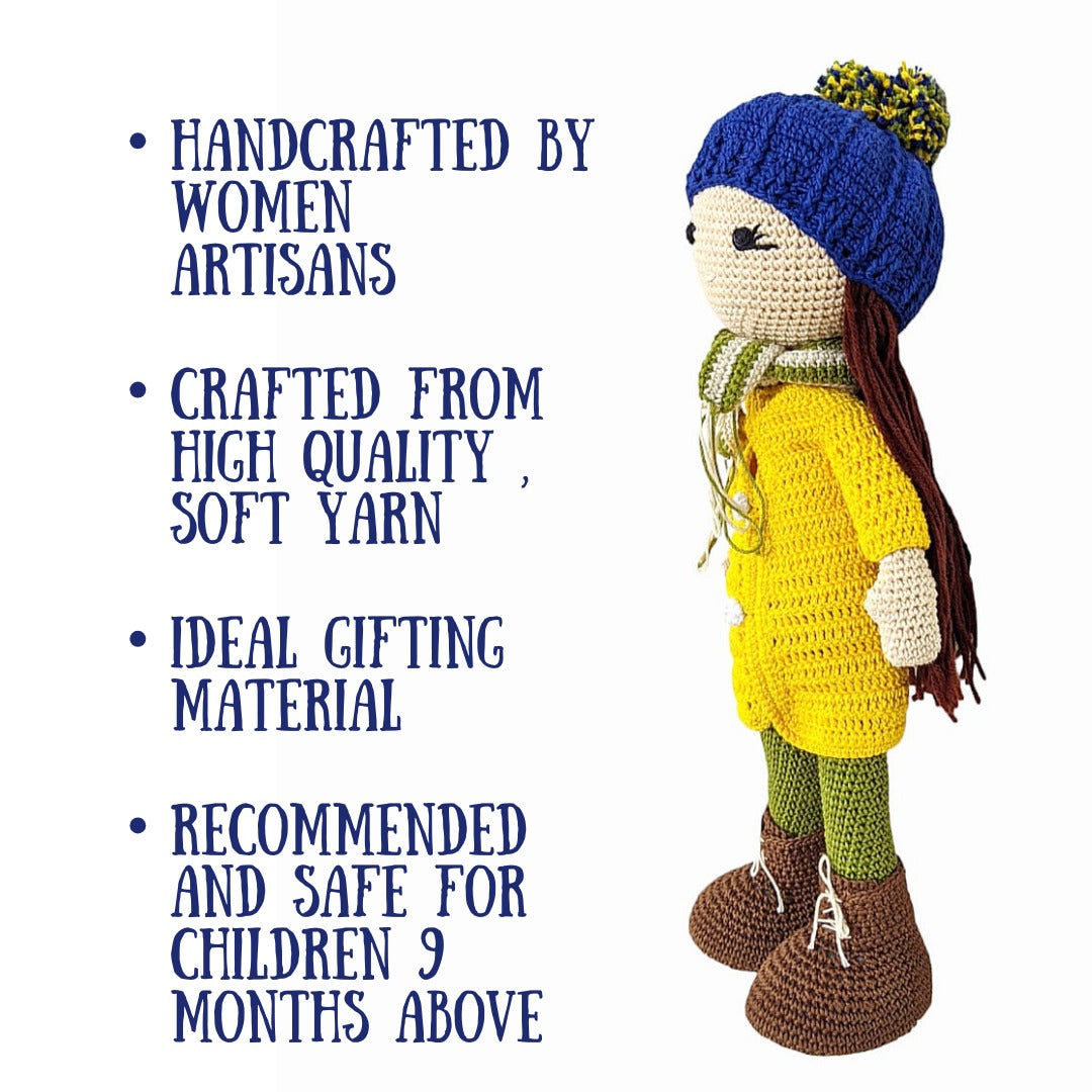 Adorable Handmade Crocheted Yellow Kelly Doll - Perfect Gift for Every Occasion!