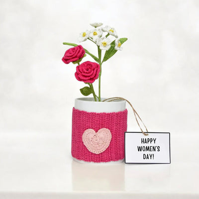 Handmade Floral Mug Bouquet | Crochet Roses for Women’s Day