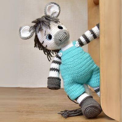 Albert the Zebra – Handmade Crochet Plush Toy | Soft & Safe Cuddly Companion for Kids