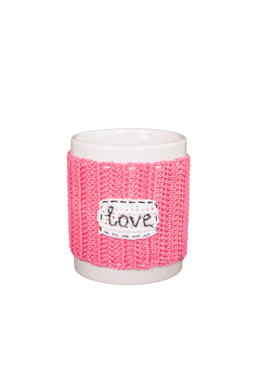 Handcrafted crochet cozy cup-Pink Love