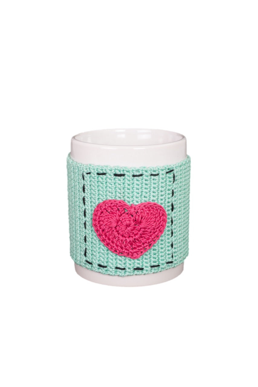 Handcrafted crochet cozy cup -Wonder Blue