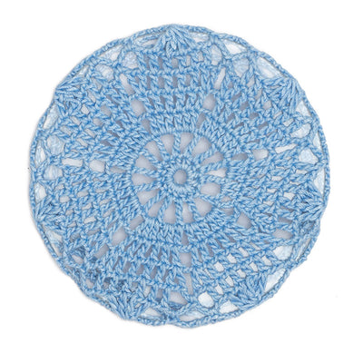 Serene Opal Blue Crochet Coasters | Handmade Set of 2 for Tea, Coffee & Home Décor