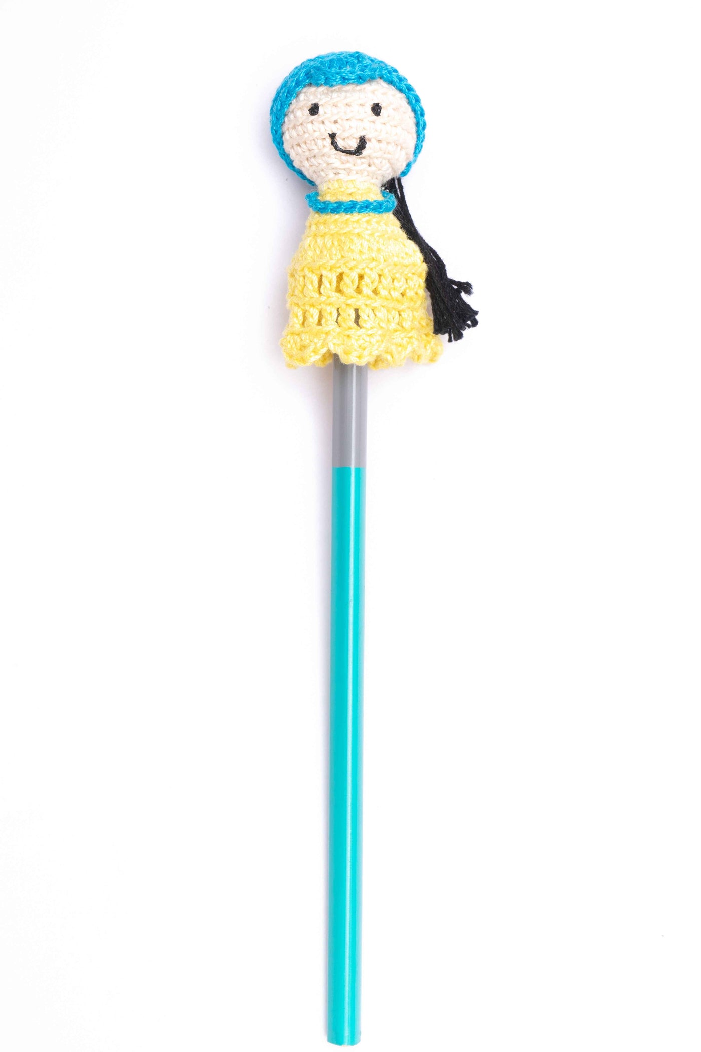 Adorable handcrafted Yellow doll Pencil Topper
